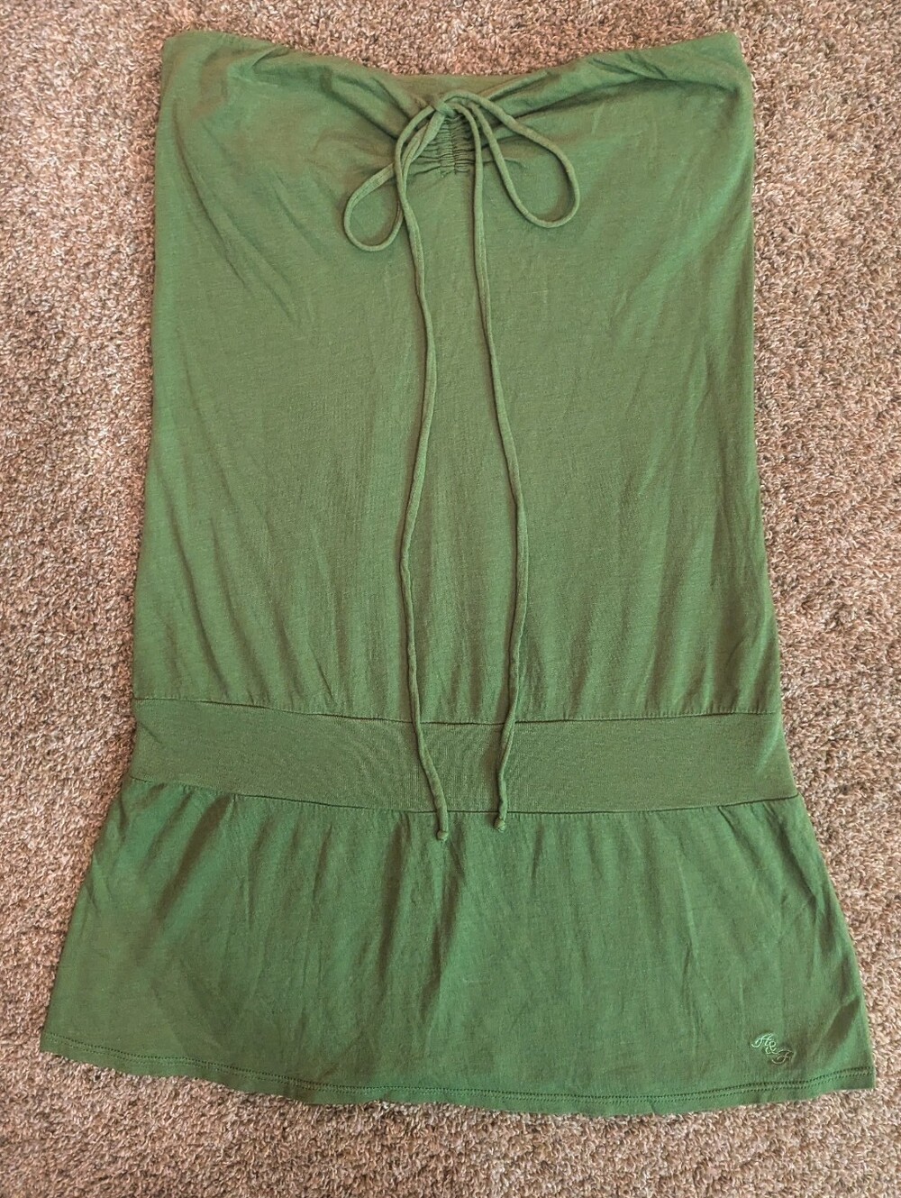 Women's Vintage Abercrombie & Fitch Olive Green Strapless Tie-Front Tube Top. S